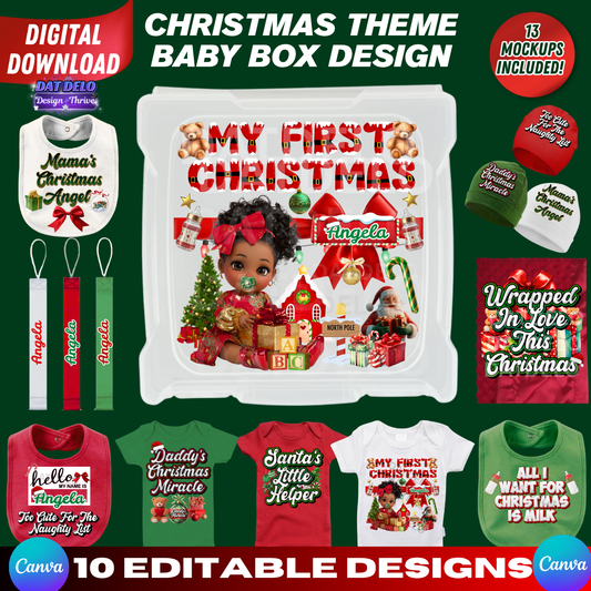Christmas Theme Baby Box Design, 10 Designs, 13 Mockups Included!