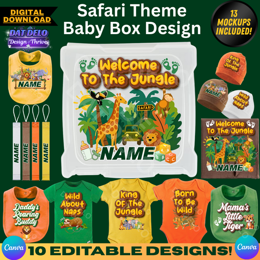 Safari Theme Baby Box Design, Jungle Bundle, 10 Designs, 13 Mockups Included!