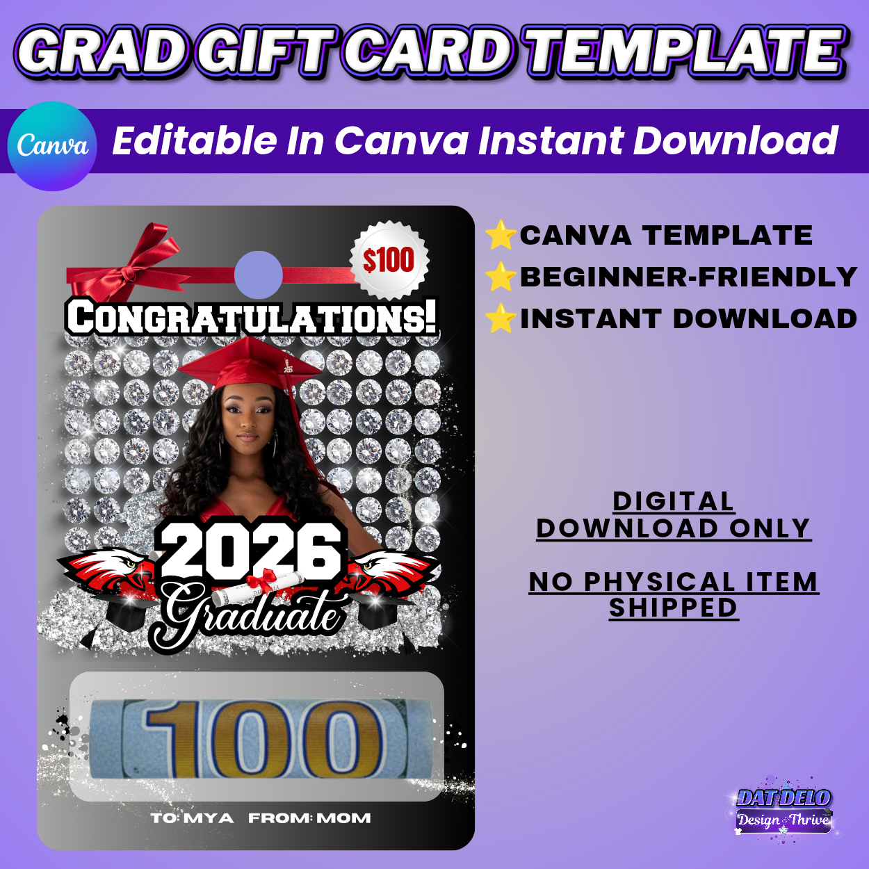 Grey Grad Money Card Template Editable Design (Includes Supply List)