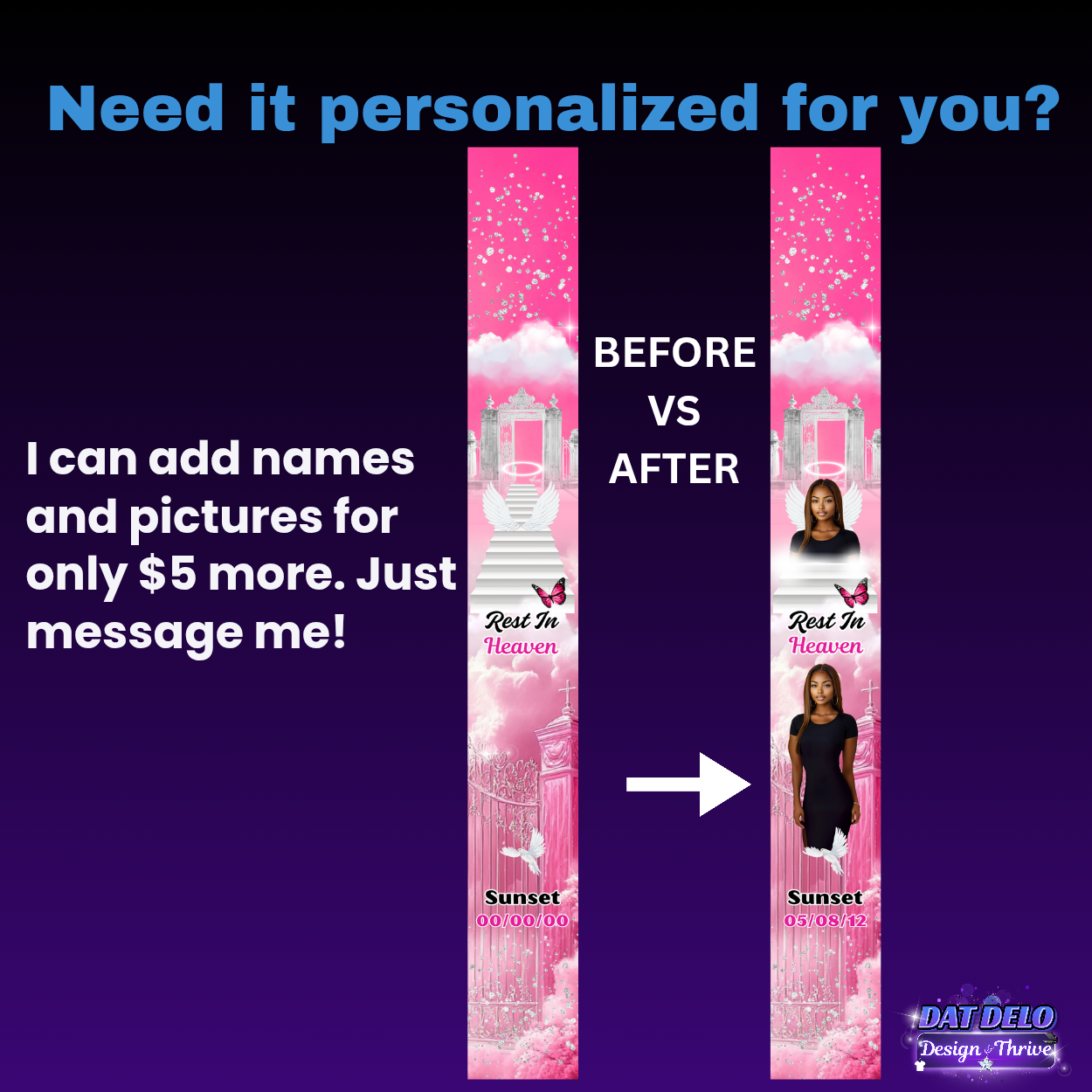 Pink Editable Memorial Stole Design & Supply List (CanvaPro)