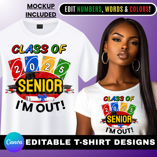 Editable Grad Senior Shirt Design & Mockup (Canva Pro)