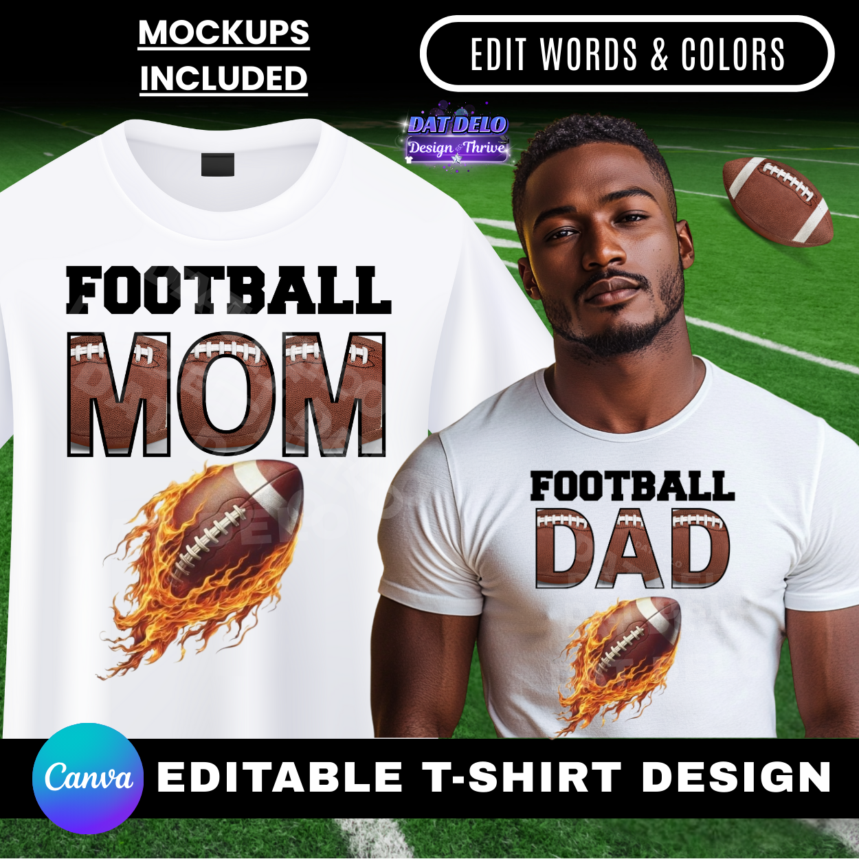 Editable Football Mom/Dad Designs (Canva)