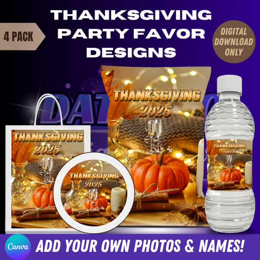 Thanksgiving Party Favor Designs & Mockups (Edit In Canva!)