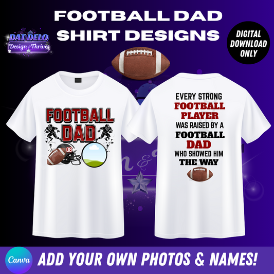 Editable Football Dad Shirt Designs & Mockups! (CanvaPro)