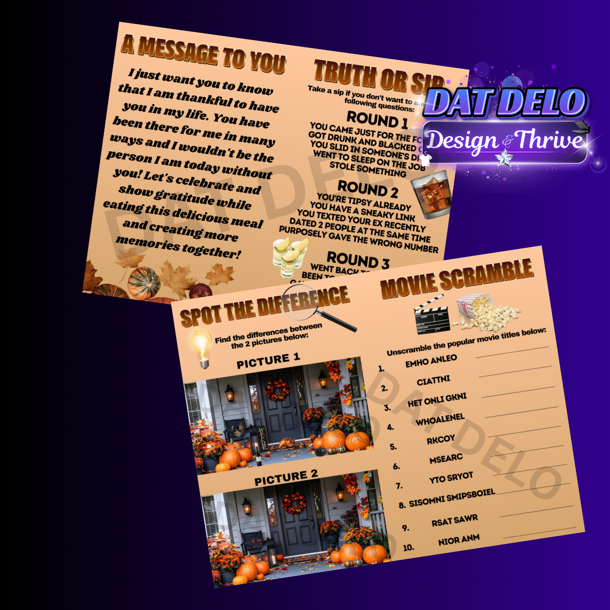 Thanksgiving Game Book Template, Editable In Canva (4 Games Included!)