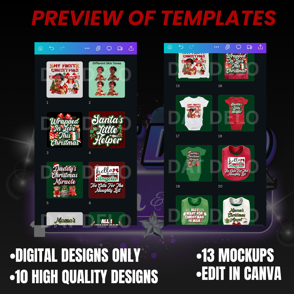 Christmas Theme Baby Box Design, 10 Designs, 13 Mockups Included!