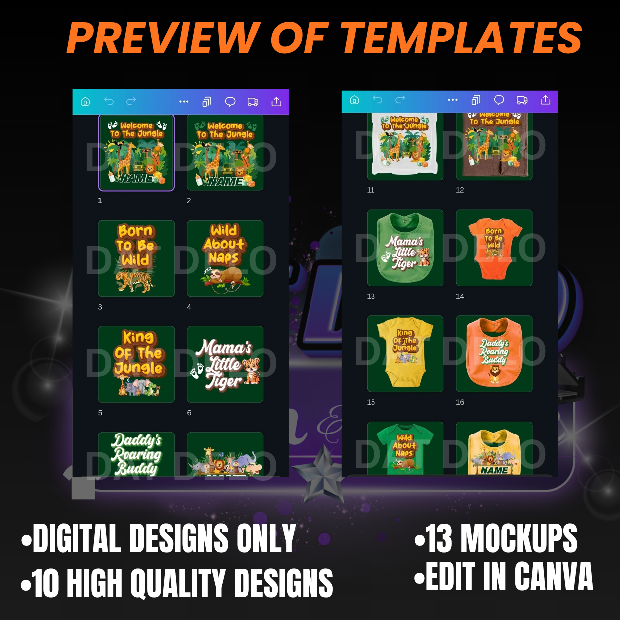 Safari Theme Baby Box Design, Jungle Bundle, 10 Designs, 13 Mockups Included!