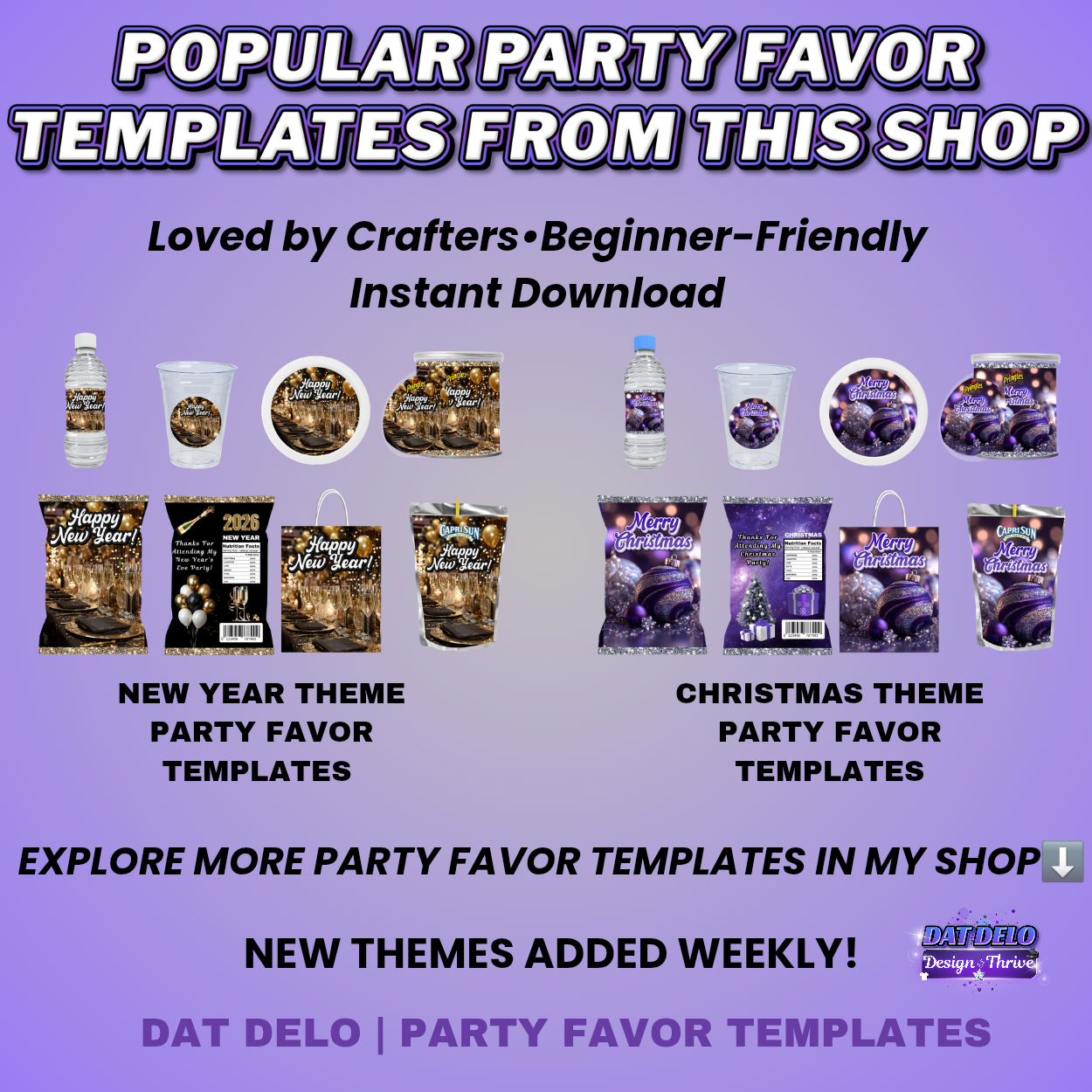 Teddy Bear Baby Shower Party Favors Editable Designs, 6 Pre-Sized Templates (CanvaPro)