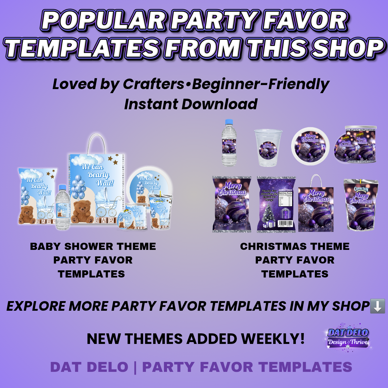 New Year's Eve Party Favor Design & Mockups (Edit In Canva!) 7 Pre-Sized Designs