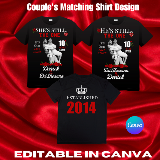 Couple's Matching Shirt Design (Editable In Canva)