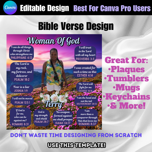 Bible Verse Editable Design & Supply List (Edit In Canva)