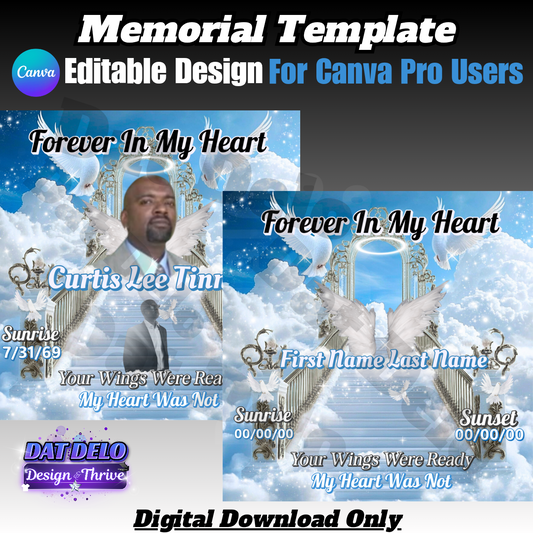 Blue Memorial Background Editable Text (CanvaPro)
