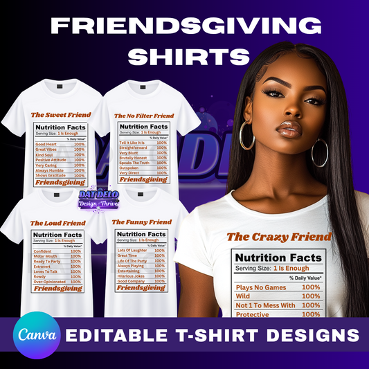 Editable Friendsgiving Shirt Designs & Mockups Included!