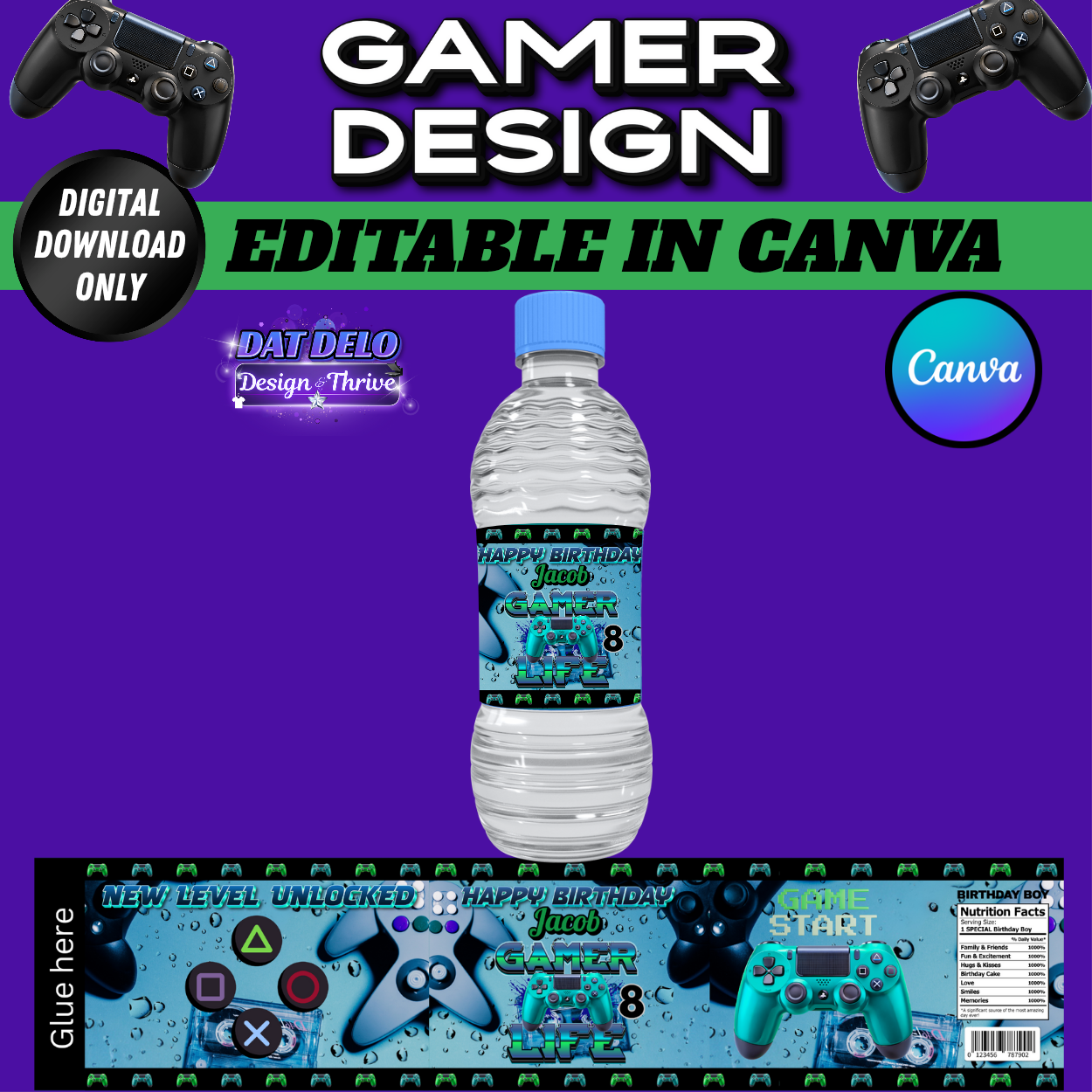 Gaming Party Favor Design & Mockups (Edit In Canva!) 7 Pack!