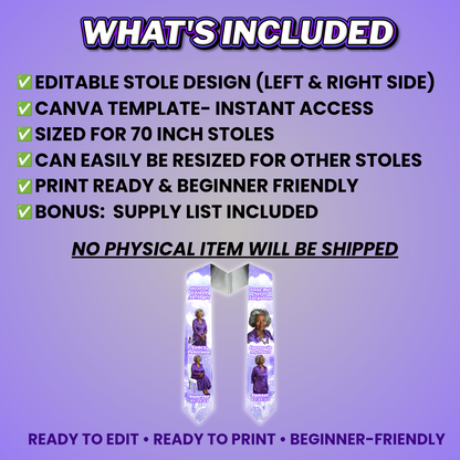 Purple Memorial Stole Design Editable Template (Includes Supply List)