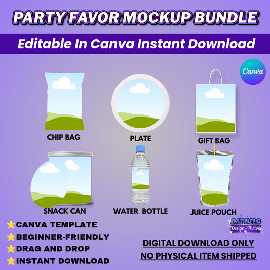 Blank Party Favor Mockup Bundle (Drag & Drop Design)