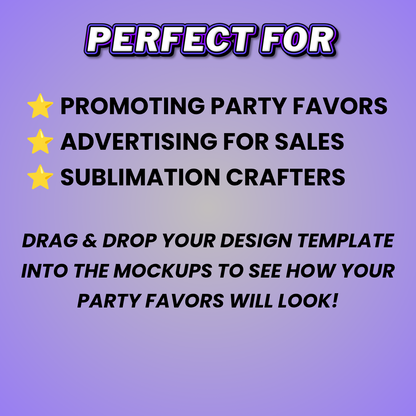 Blank Party Favor Mockup Bundle (Drag & Drop Design)