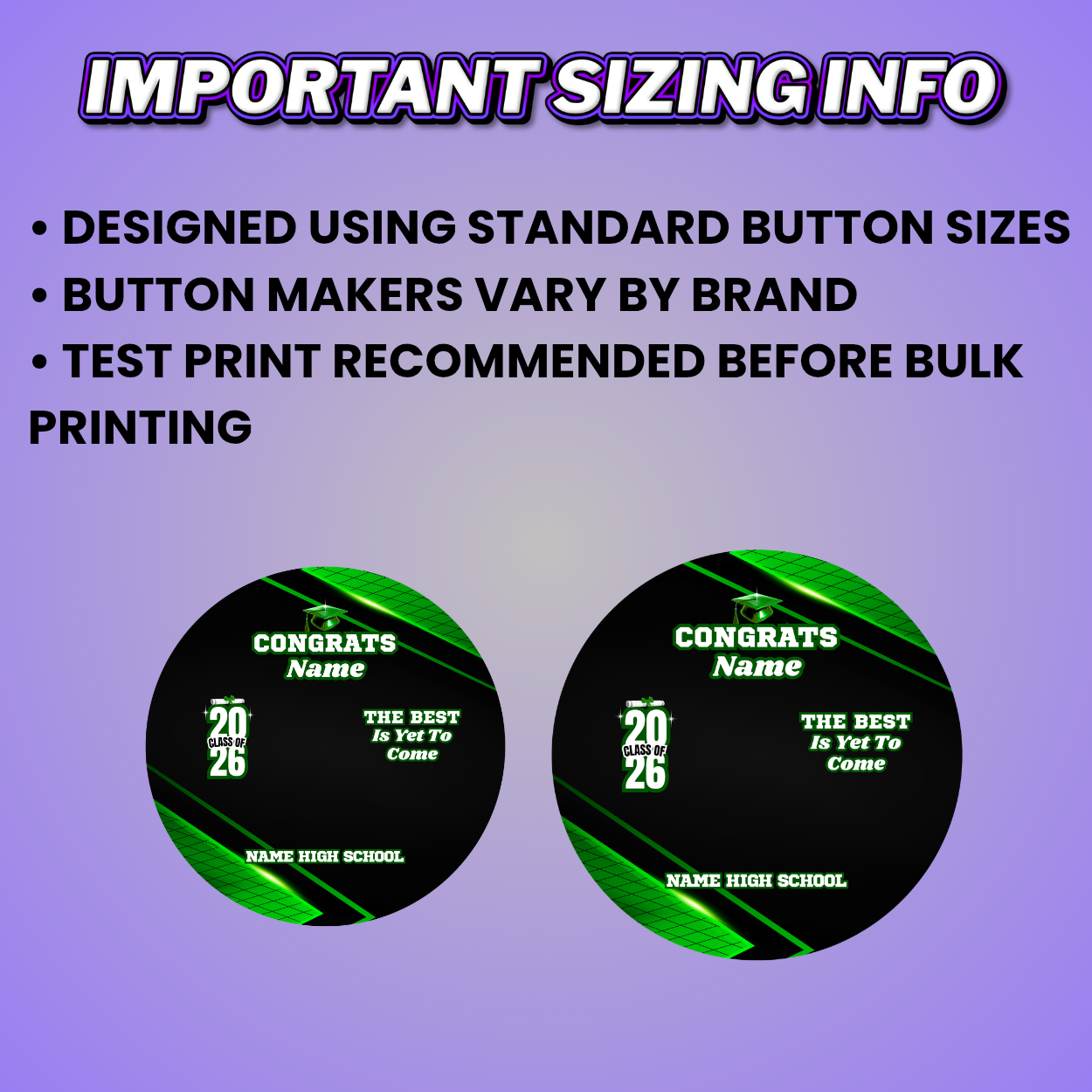 Green Black Grad Button Pin Design Editable Template