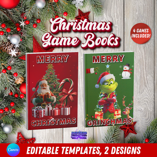 Editable Christmas Game Book Designs (Canva)