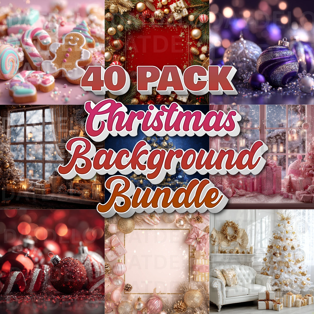 40 Pack Luxury Christmas PNG Background Bundle