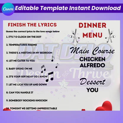 Valentine Couples Game Book – Editable Canva Template