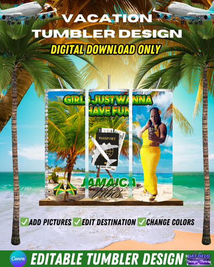Vacation Tumbler Editable Design (Canva)