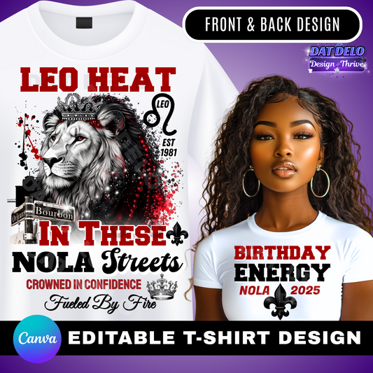 Editable Leo Nola Birthday Shirt Front and Back Design & Mockups(CanvaPro)