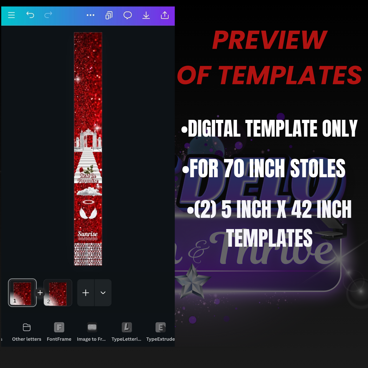 Red Editable Memorial Stole Design & Supply List (CanvaPro)