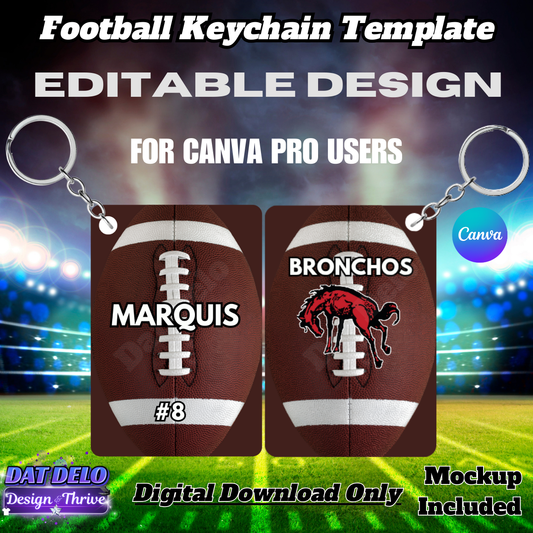 Football Keychain Editable Design (CanvaPro)