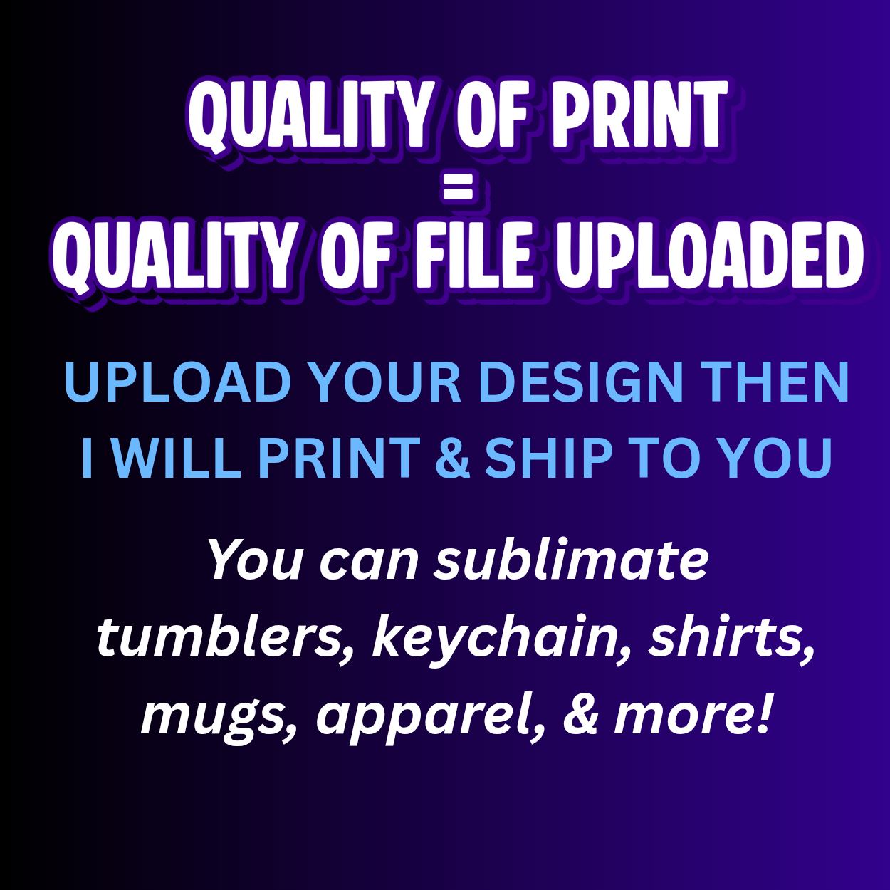 Sublimation Transfers- I Print, You Press! (No Minimums Required)