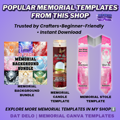 Red Editable Memorial Stole Design & Supply List (CanvaPro)