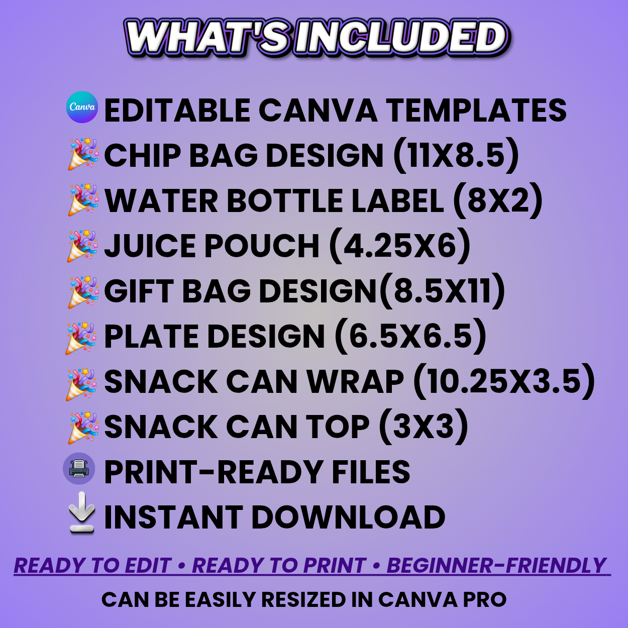 Teddy Bear Baby Shower Party Favors Editable Designs, 6 Pre-Sized Templates (CanvaPro)