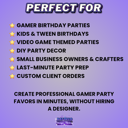 Gaming Party Favor Design & Mockups (Edit In Canva!) 7 Pack!