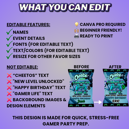 Gaming Party Favor Design & Mockups (Edit In Canva!) 7 Pack!