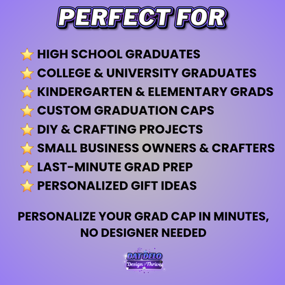 Editable Graduation Cap Topper Template | Canva Grad Cap Design | Class of 2026 Sublimation Cap Topper | Custom Graduation Cap