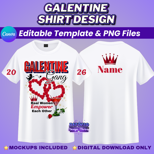 Galentine Shirt Design & Mockup (PNG File & Editable File)