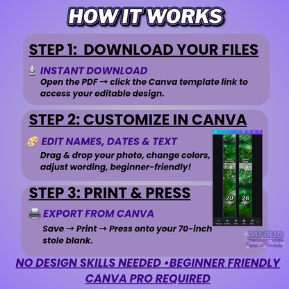 Green Grad Stole Design Editable Template (Includes Supply List)