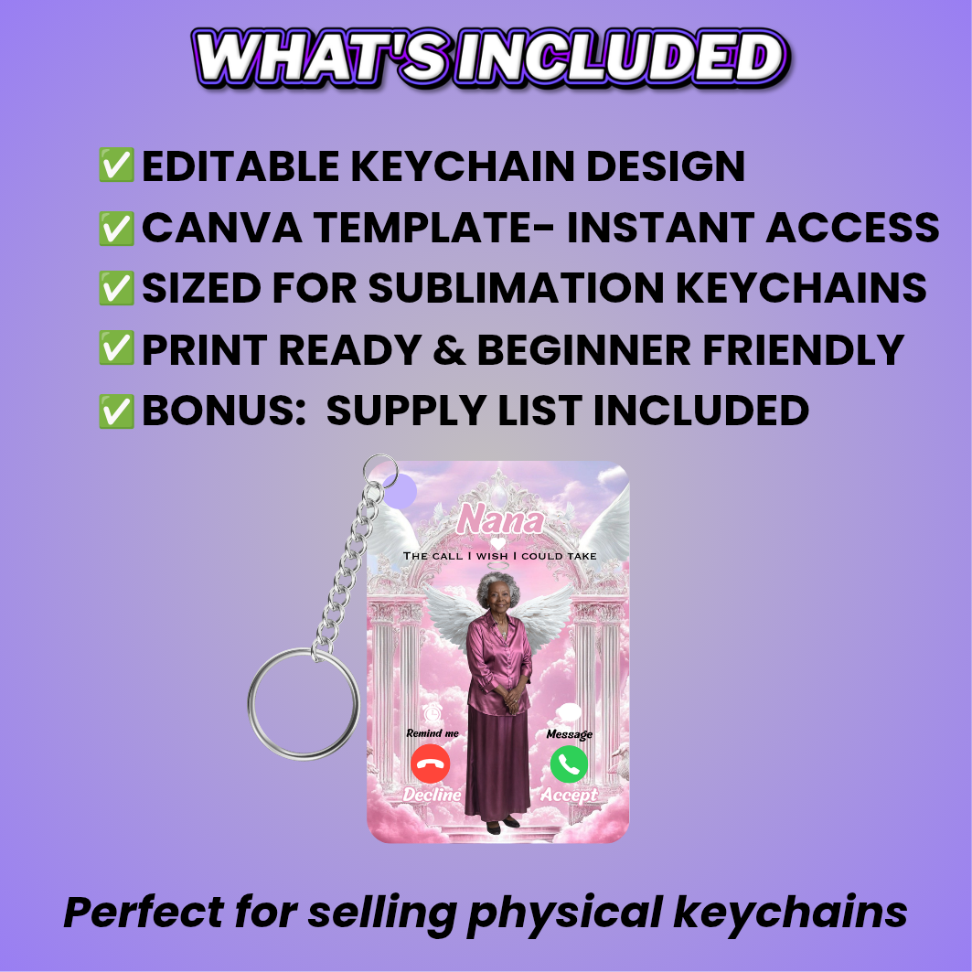 Pink Memorial Keychain Design Editable Template (Includes Supply List)