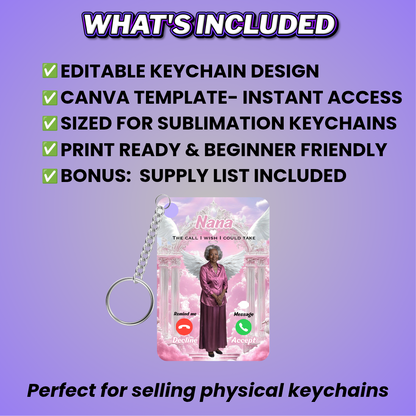 Pink Memorial Keychain Design Editable Template (Includes Supply List)