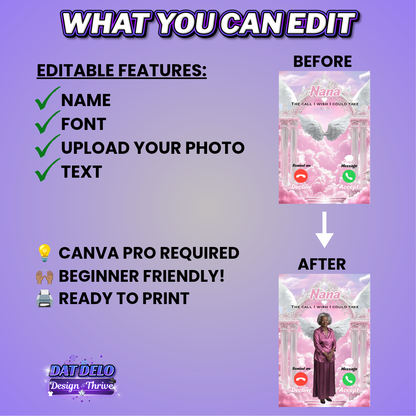 Pink Memorial Keychain Design Editable Template (Includes Supply List)