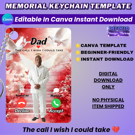 Red Memorial Keychain Design Editable Template (Includes Supply List)
