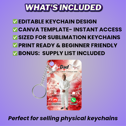 Red Memorial Keychain Design Editable Template (Includes Supply List)