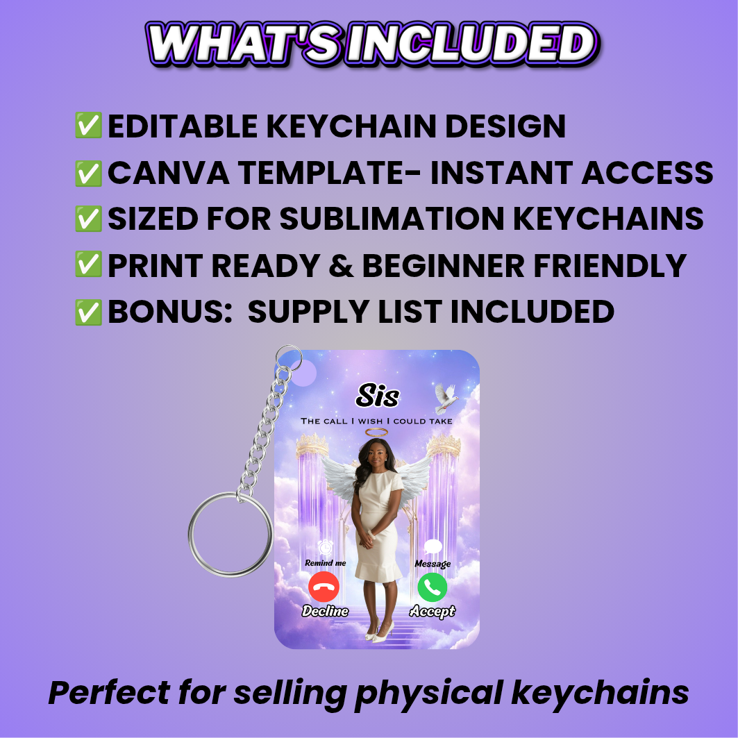 Purple Memorial Keychain Design Editable Template (Includes Supply List)