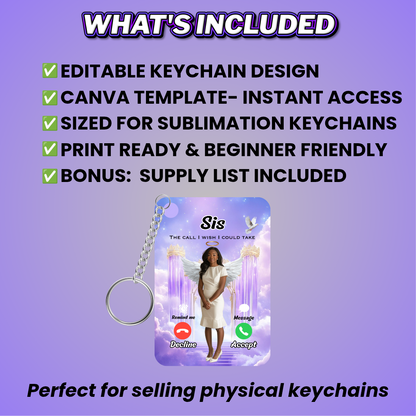 Purple Memorial Keychain Design Editable Template (Includes Supply List)