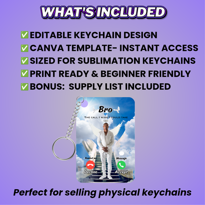 Blue Memorial Keychain Design Editable Template (Includes Supply List)