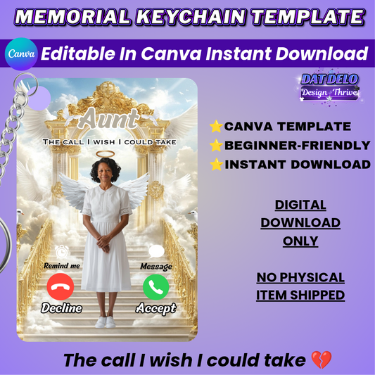 White Gold Memorial Keychain Design Editable Template (Includes Supply List)