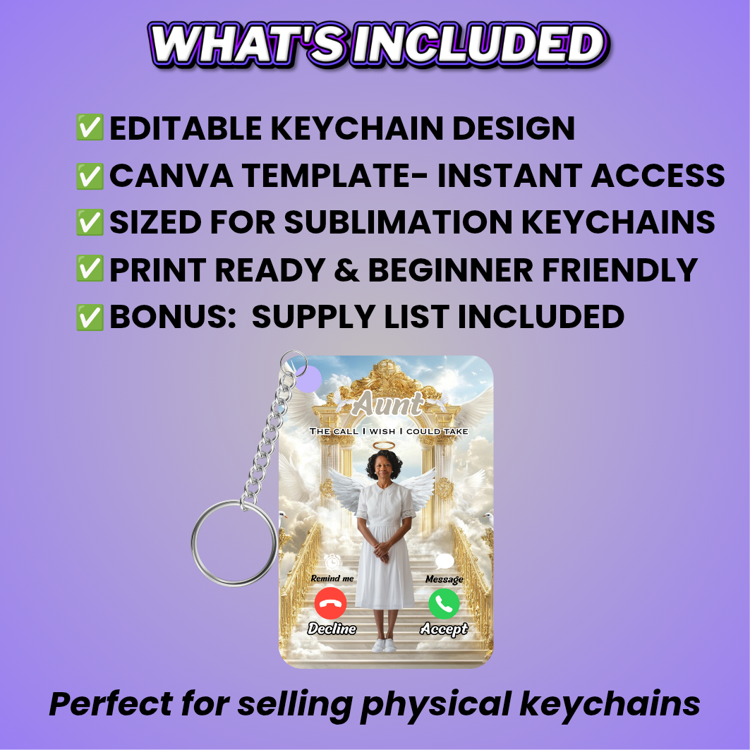 White Gold Memorial Keychain Design Editable Template (Includes Supply List)