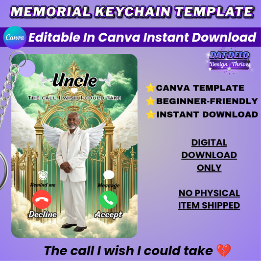 Green Gold Memorial Keychain Design Editable Template (Includes Supply List)