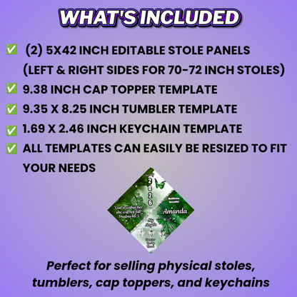 Green Grad Bundle Design Editable Templates (Includes Supply List)