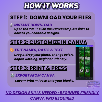 Green Grad Bundle Design Editable Templates (Includes Supply List)